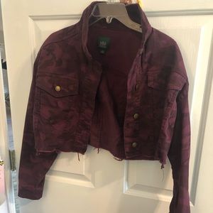 Purple Camouflage Crop Denim Jacket